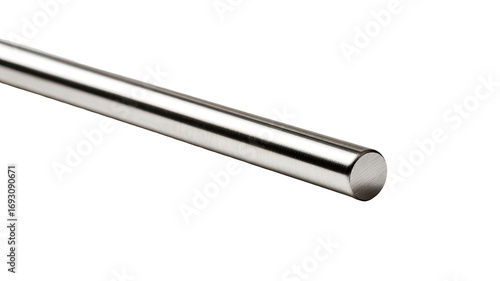 High-polish, cylindrical metal rod.  Smooth, reflective surface.  Rounded ends.  Industrial grade