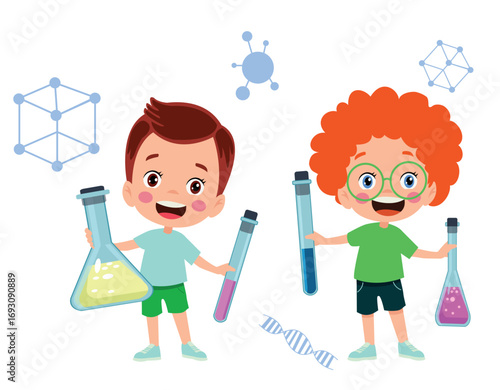 Young Scientists Experimenting with Chemistry and Science