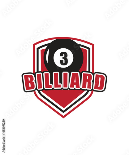 Billiard emblem logo, Billiard club Logo Template Design, Billiard Logo with Ball