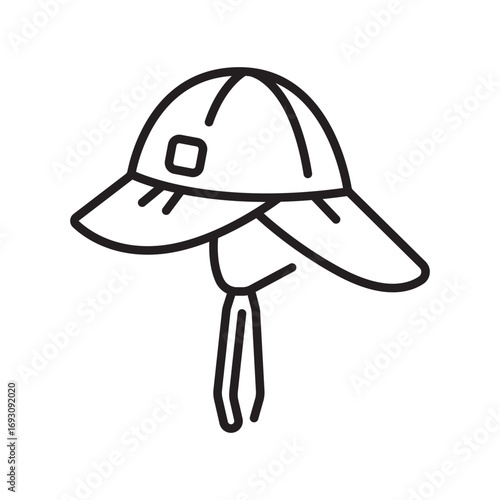 waterproof hat black line icon. Vector isolated element