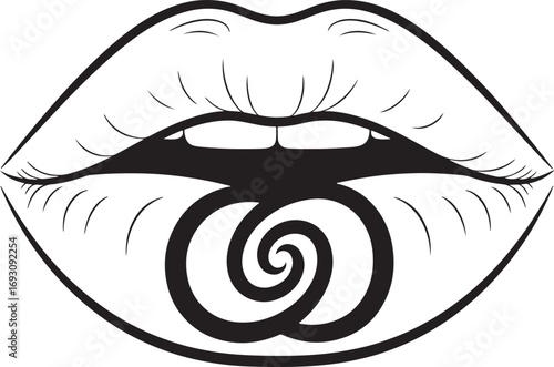 Hypnotic lips vector illustration for conceptual design and artistic expression in graphics projects