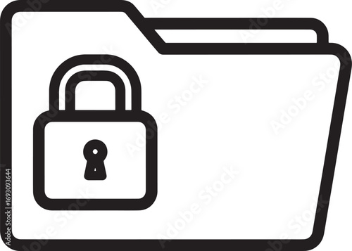 Locked folder icon design representing data security and privacy measures for confidential files