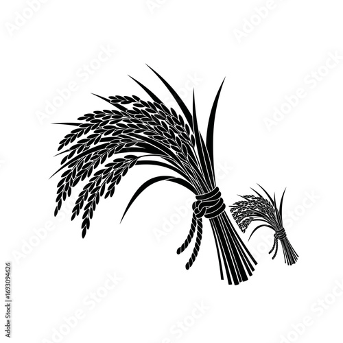 Illustration of a bundle of rice, a staple food and symbol of prosperity in a vintage style design