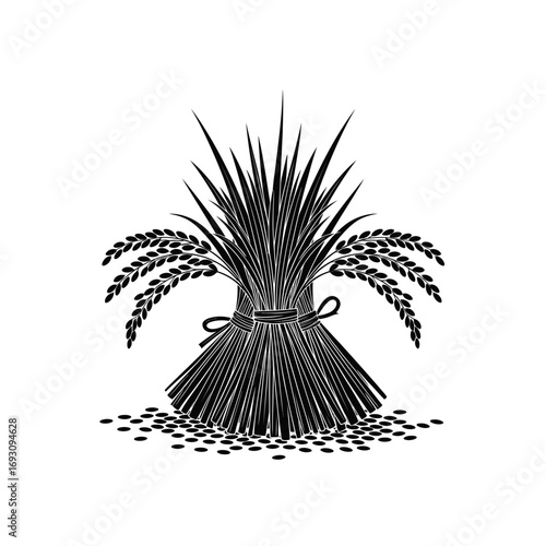 Illustration of a sheaf of wheat, a symbol of harvest, abundance, and prosperity in a vintage style design