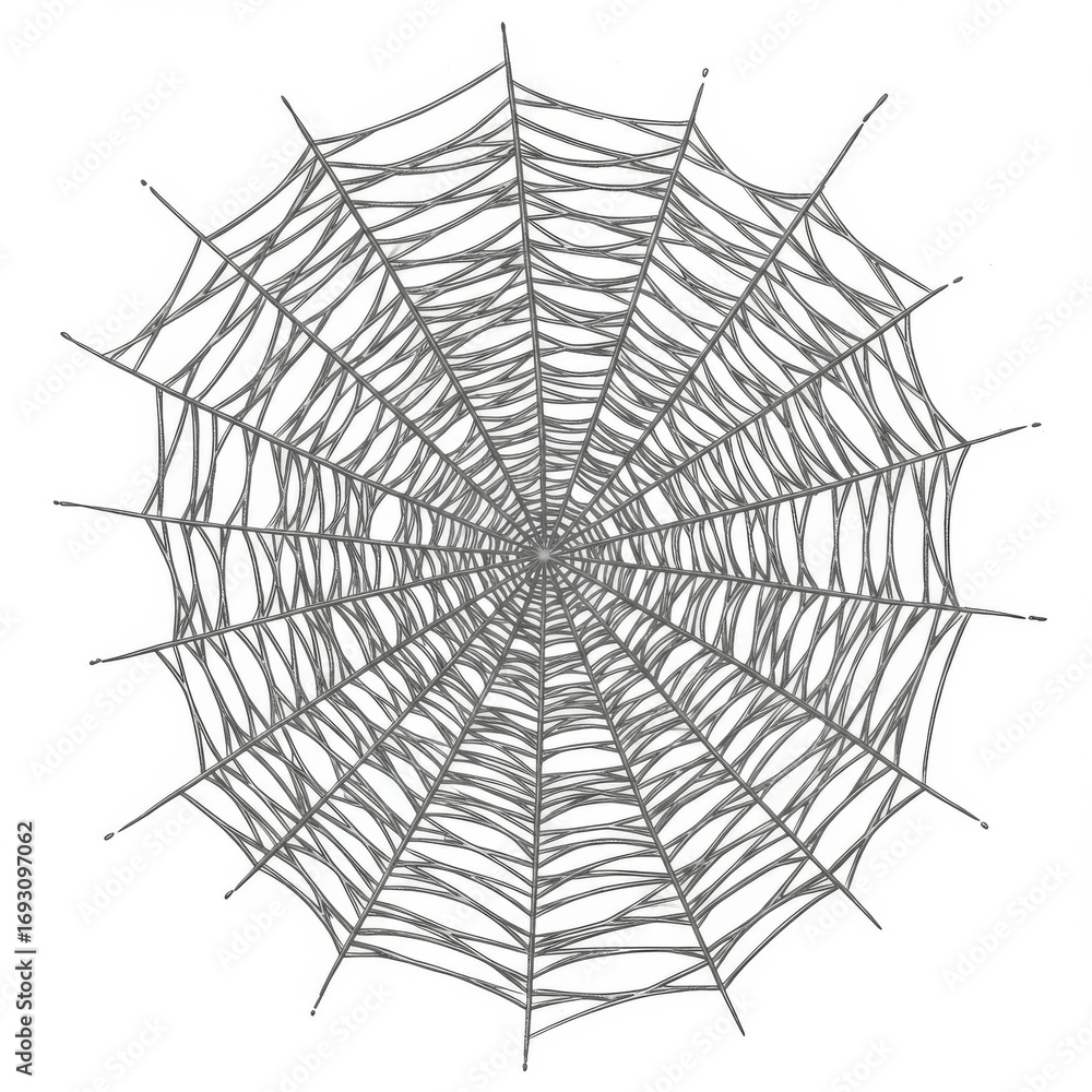 Obraz premium Detailed Grey Spiderweb Illustration on White Background