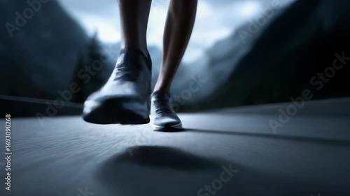 Wallpaper Mural Close-up of Running Shoes Showing the Power of Running on the Road Torontodigital.ca