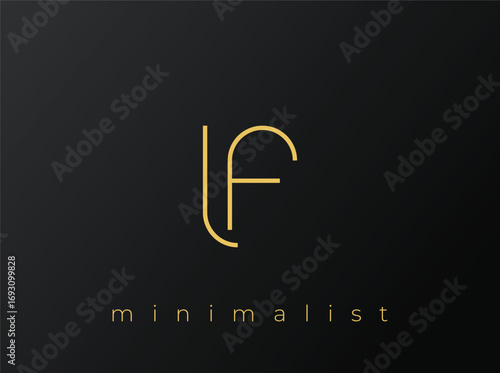 Obraz na płótnie LF Minimalist Logo with Interlocking Shapes on Solid Black Background