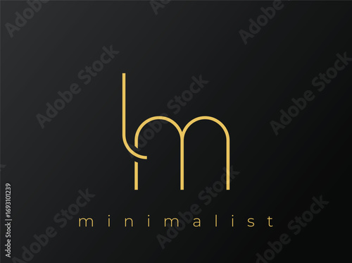 LM Minimalist Logo with Interlocking Shapes on Solid Black Background. A clean and modern minimalist logo design.