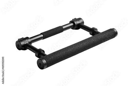 Black exercise handles, rectangular shape, textured grips