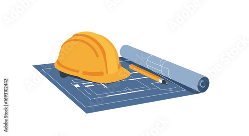 Modern Vector Illustrations of Construction Tools and Materials