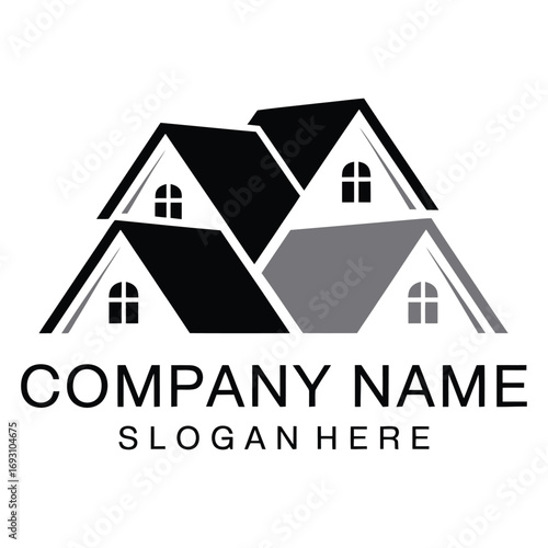 The logo features a stylish house with a roof, symbolizing a real estate company's business in residential property sales and rentals
