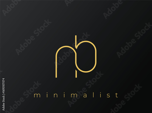 NB Minimalist Logo with Interlocking Shapes on Solid Black Background. A clean and modern minimalist logo design.