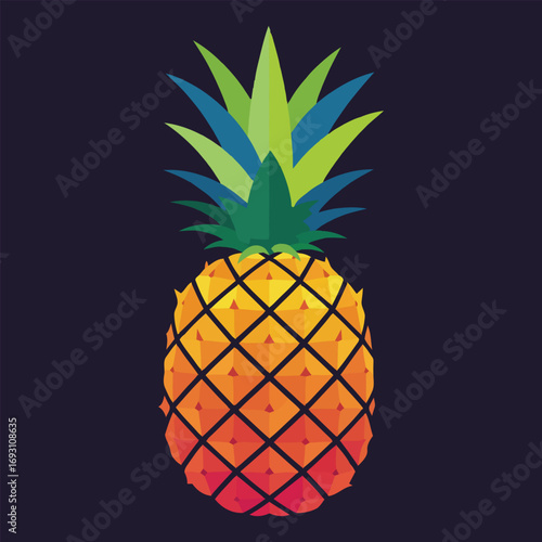 Vector art of a single stylized pineapple with gradient colors
