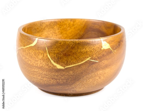Wallpaper Mural Wooden bowl with gold accents Torontodigital.ca