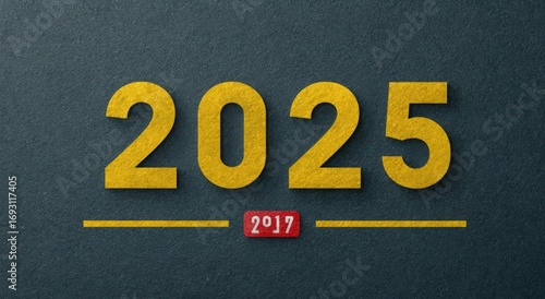 2025 in Bold: a striking graphic that makes the number of the year stand out, with a classic design, suggesting future, progress, and goals.