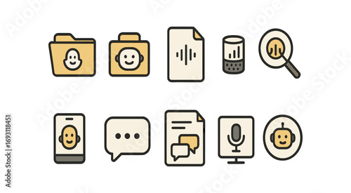 Communication, messaging flat icon set. chat, email, and social media icons collection