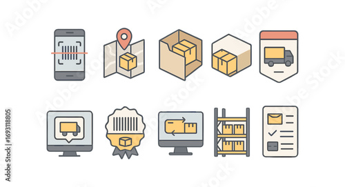 Shipping and logistics line icon set. delivery, transport icons line collection