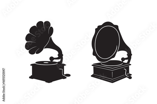 Phonograph silhouette with white background