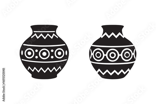 Ancient pot silhouette with white background