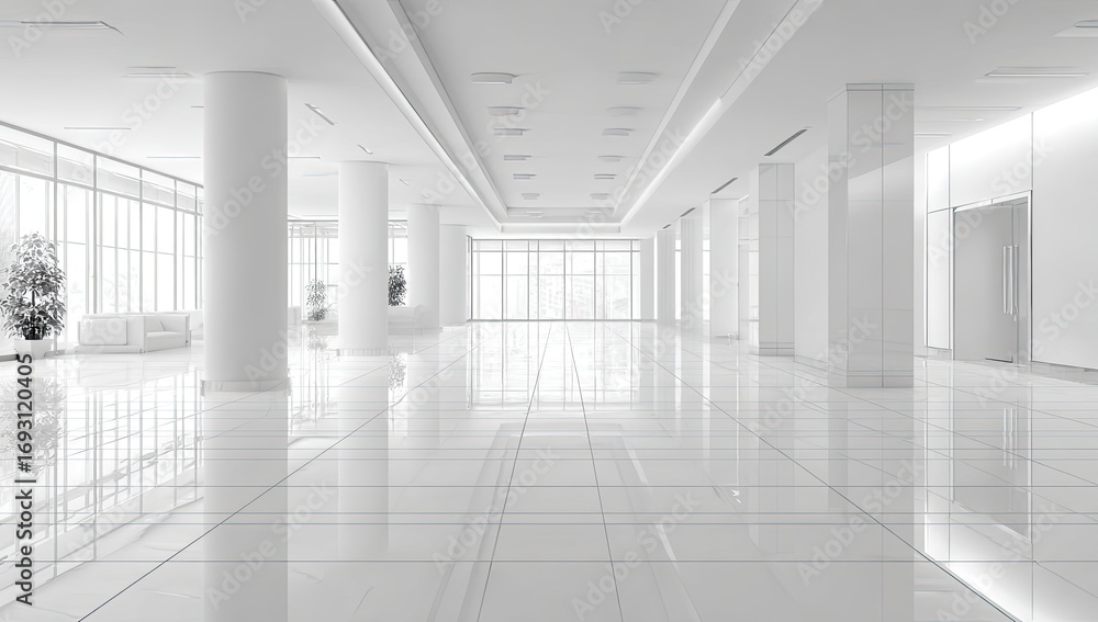 Fototapeta premium White modern office hallway
