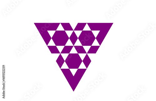 Abstract purple sacred geometry triangle mandala, decorative hexagonal star pattern with geometric symmetry for meditation, yoga art, wall decor, posters, and digital design