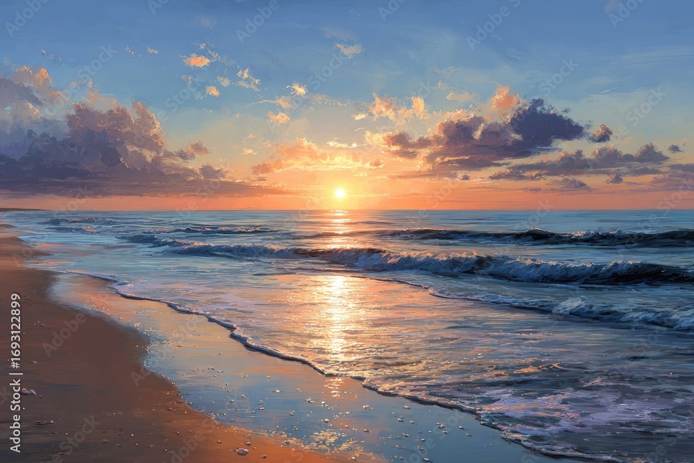 Obraz premium Sunset beach scene, vibrant colors