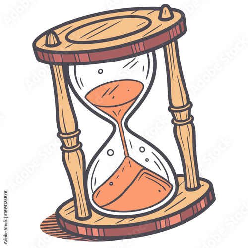 Vintage Hourglass Illustration: Time Passing Concept.

