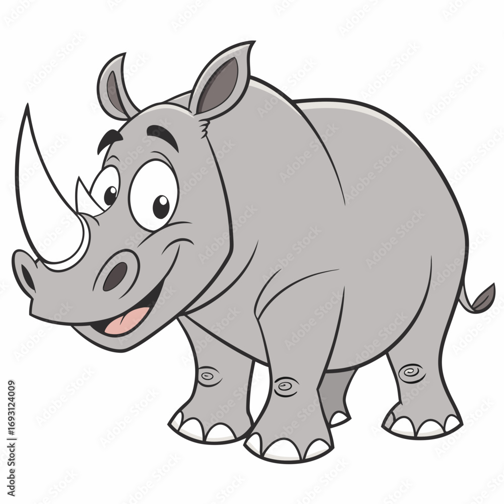 Fototapeta premium Cartoon Rhino Vector Illustration for Children's Content.