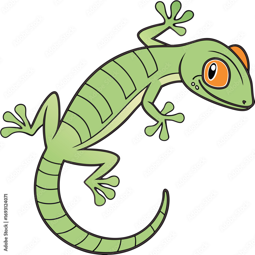 Fototapeta premium Cute Cartoon Gecko Vector Illustration for