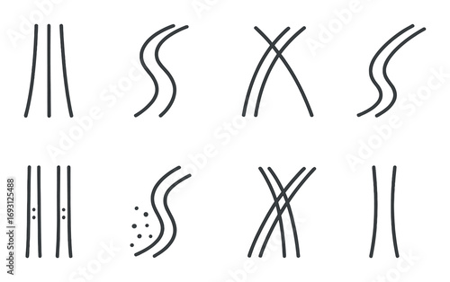 Music instruments silhouette icon set. featuring guitar, violin, piano, drum, saxophone, trumpet, flute, and harp.