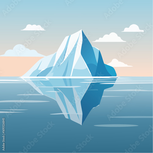 Illustration vectorielle minimaliste de banquise avec iceberg