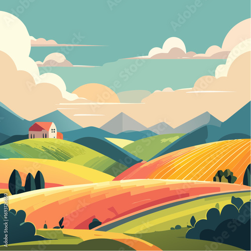 Illustration vectorielle abstraite de collines stylisées