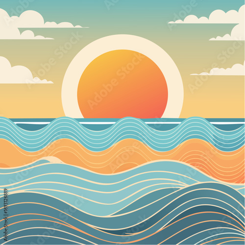 Illustration vectorielle minimaliste de plage stylisée