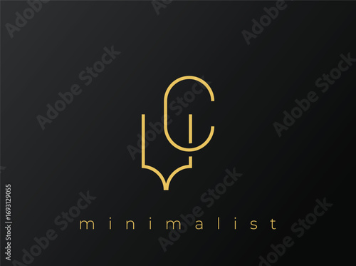 VC Minimalist Logo with Interlocking Shapes on Solid Black Background. A clean and modern minimalist logo design.