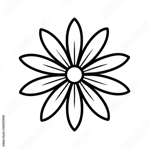 Daisy Inspired Floral Motif Ornament with Thin Lines