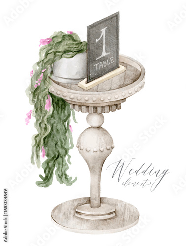 Watercolor garden wedding table