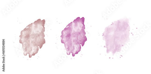 Soft Watercolor Splashes Artistic Textures Delicate Violet and Rose Shades Creative on transparent background