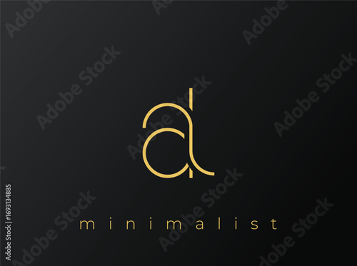 AL Minimalist Logo with Interlocking Shapes on Solid Black Background. A clean and modern minimalist logo design.