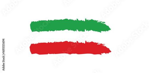 Two Brush Strokes Painting Red and Green Abstract Art Illustration Artistic Design Element on transparent background