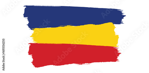 Abstract Art Texture Background Painted Brushstroke Design in Red Yellow and Blue Colorful on transparent background