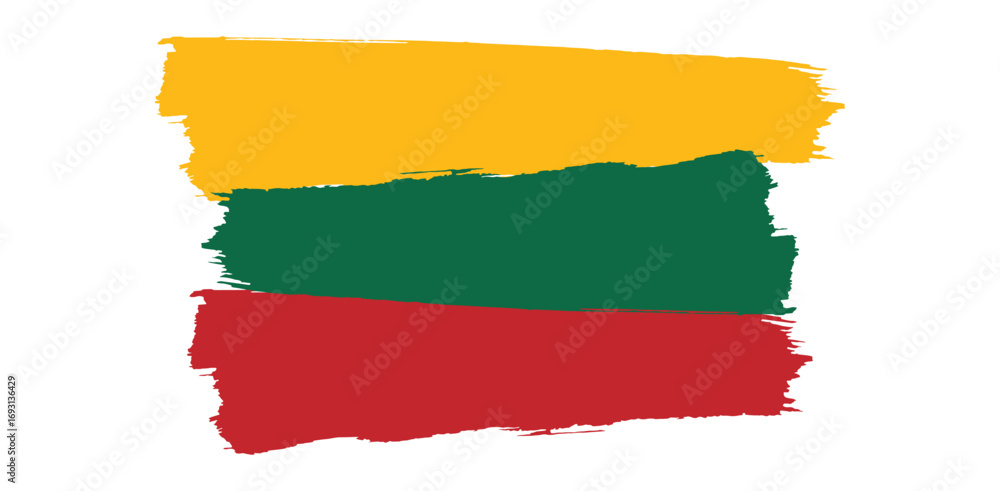 Fototapeta premium Lithuania Flag Brush Strokes Vector Graphic Independence Day Design National Symbol Baltic on transparent background