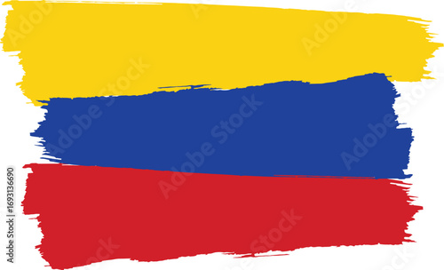 Colorful Colombia Flag Abstract Brushstroke Design with National Colors Perfect for Patriotic on transparent background