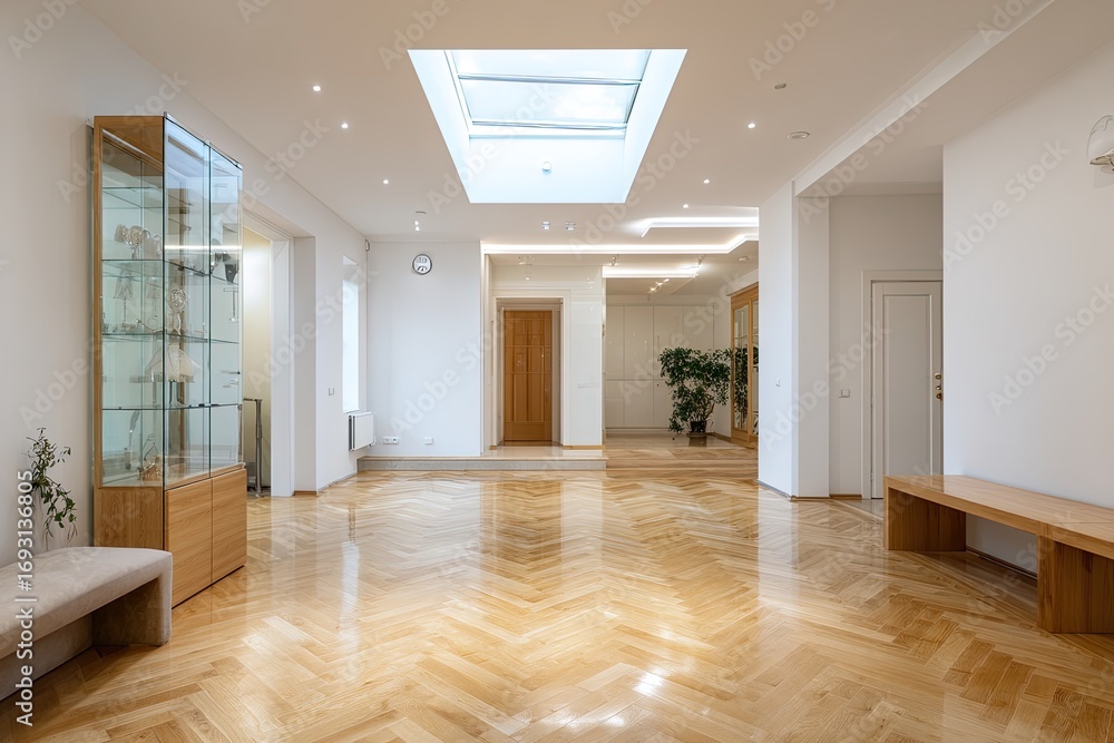Fototapeta premium Spacious, light-filled interior hallway
