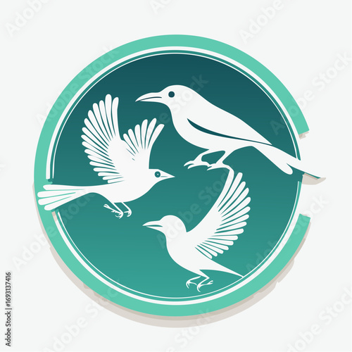 Amazon Biodiversity Vector Icon with Bird Shapes