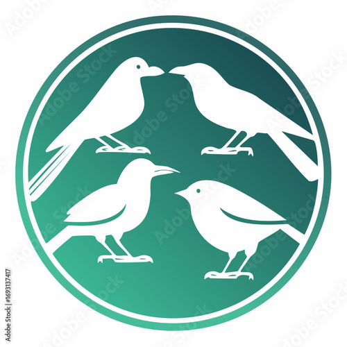 Amazon Biodiversity Vector Icon with Bird Shapes