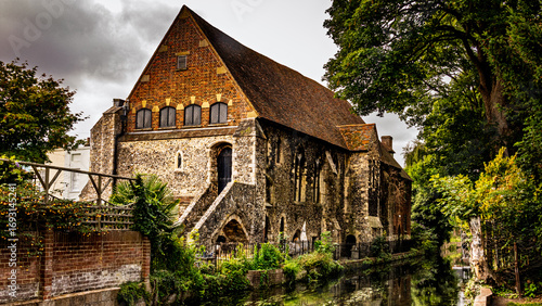 Old house on the river in Canterbury, England