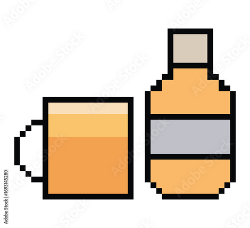 Pixel art cute cartoon 8bit character drink beer glass alcohol party hangout lifestyle decoration life style 8 bit drinking beer isolated png vector.
