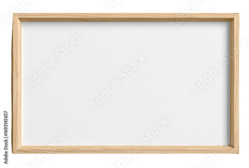 Empty white canvas framed in light wood