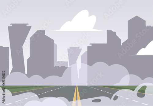 City pollution. urban background outdoor landscape with smoke clouds pollution