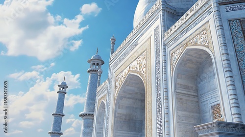 Beautiful taj mahal heritage site showcasing elegant minaret tower picture